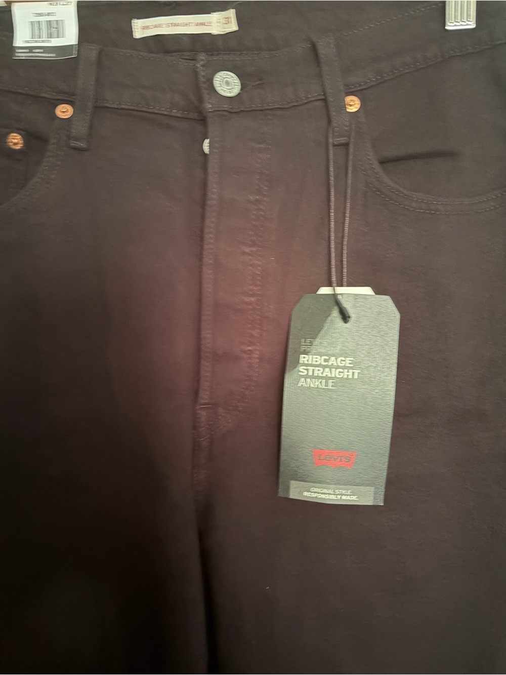 NWT Levi's Women’s Ribcage Straight Ankle Jeans - Black 31 x 27